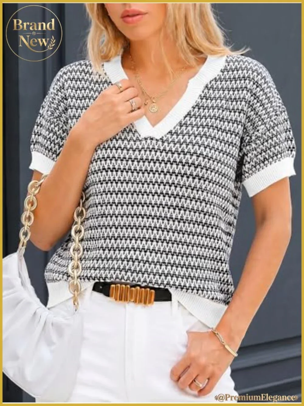 Women's Cropped V-Neck 100% Cotton Short Sleeve Lightweight Knit Sweater Top